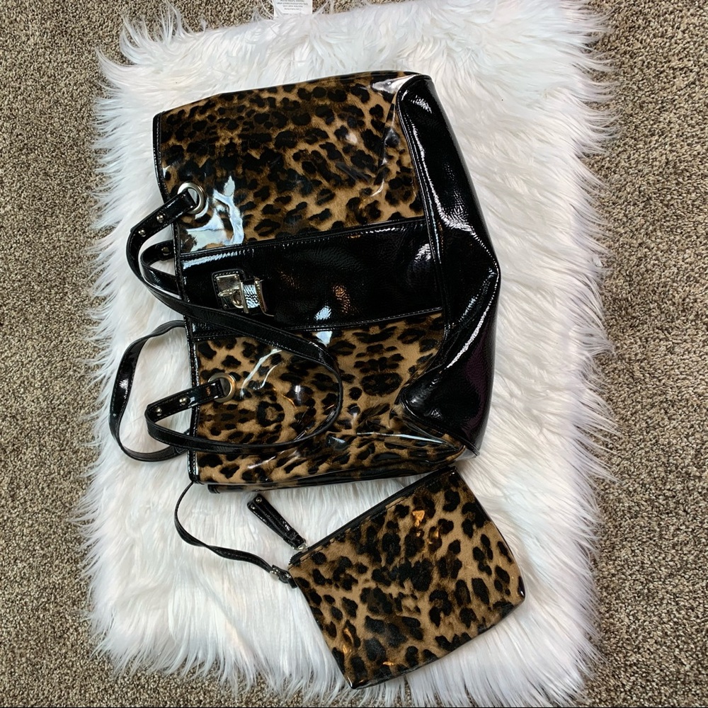 Nine West Leopard Purse + Clutch / Large Handbag
